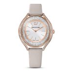 Reloj-Crystalline-Aura-correa-de-piel-gris-PVD-tono-oro-rosa