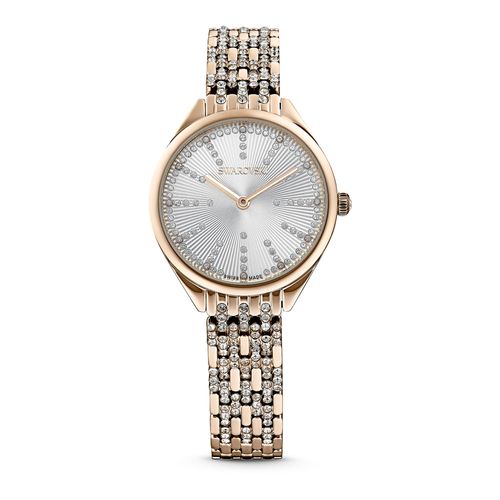 Reloj Attract, Brazalete de metal, Blanco, PVD tono oro