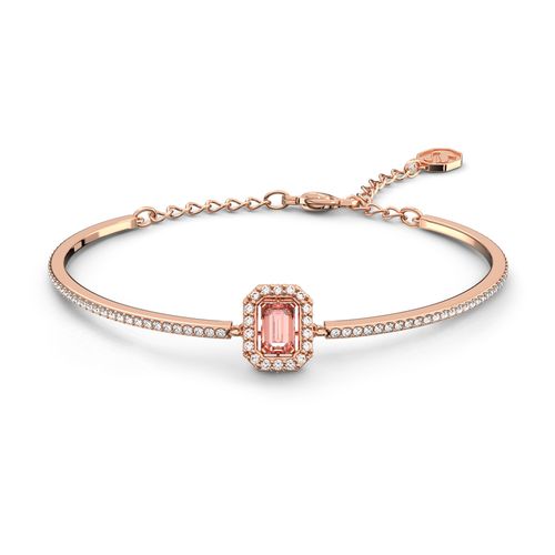 Brazalete Millenia, Zirconia Swarovski de talla octogonal, Rosa, Baño tono oro rosa