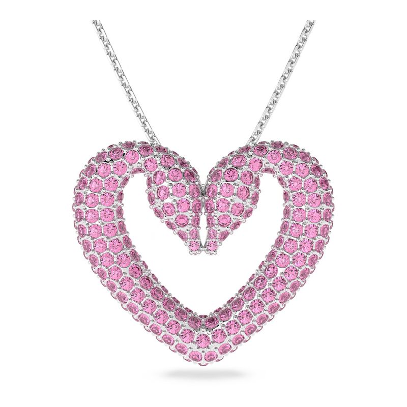 Colgante-Una-Corazon-Mediano-Rosa-Baño-de-rodio