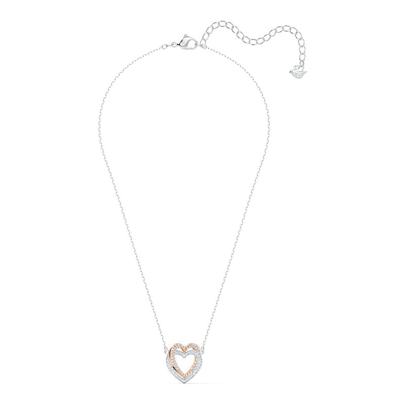 Collar-Swarovski-Infinity-Heart-blanco-combinacion-de-acabados-metalicos