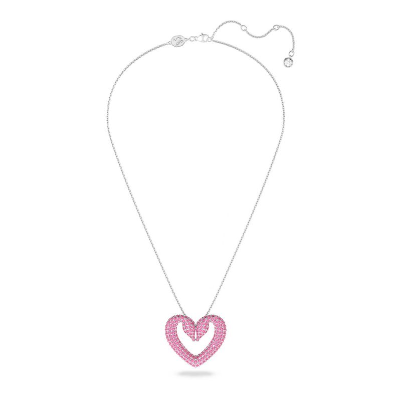 Colgante-Una-Corazon-Mediano-Rosa-Baño-de-rodio
