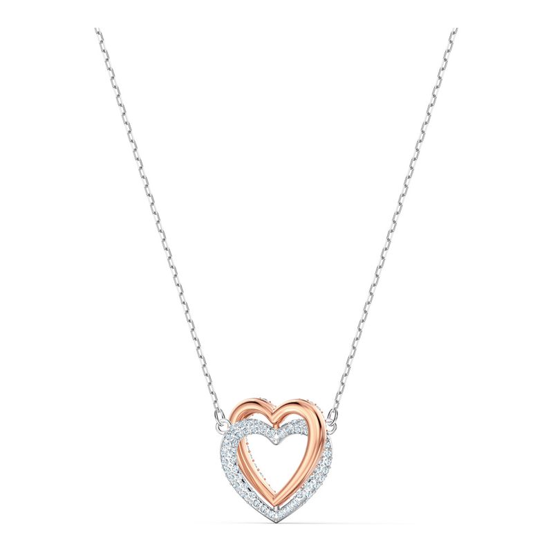 Collar-Swarovski-Infinity-Heart-blanco-combinacion-de-acabados-metalicos