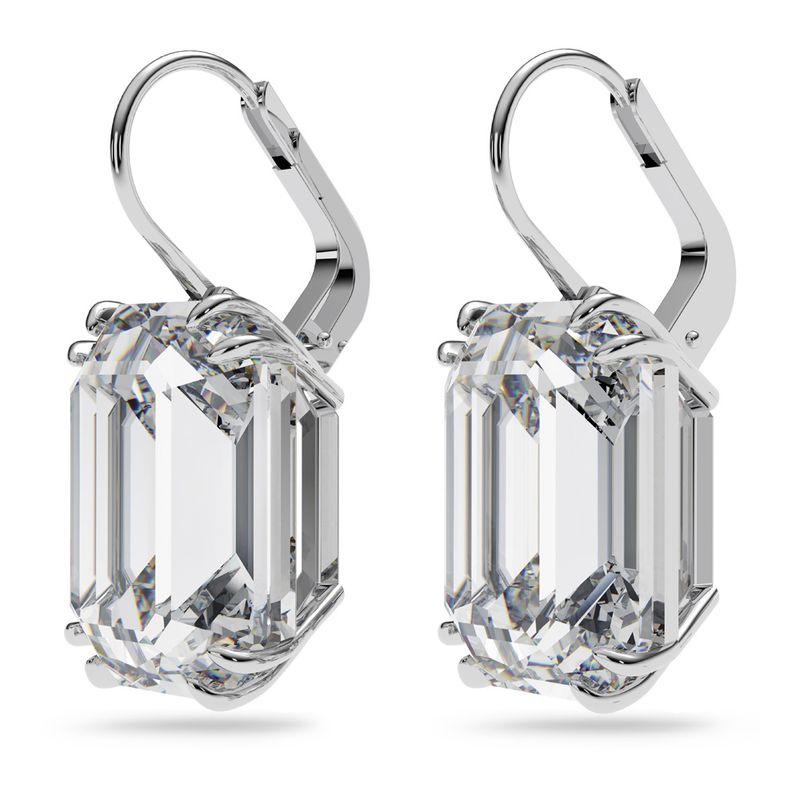 Aretes-Millenia-Cristal-de-talla-octogonal-Blancos-Baño-de-rodio