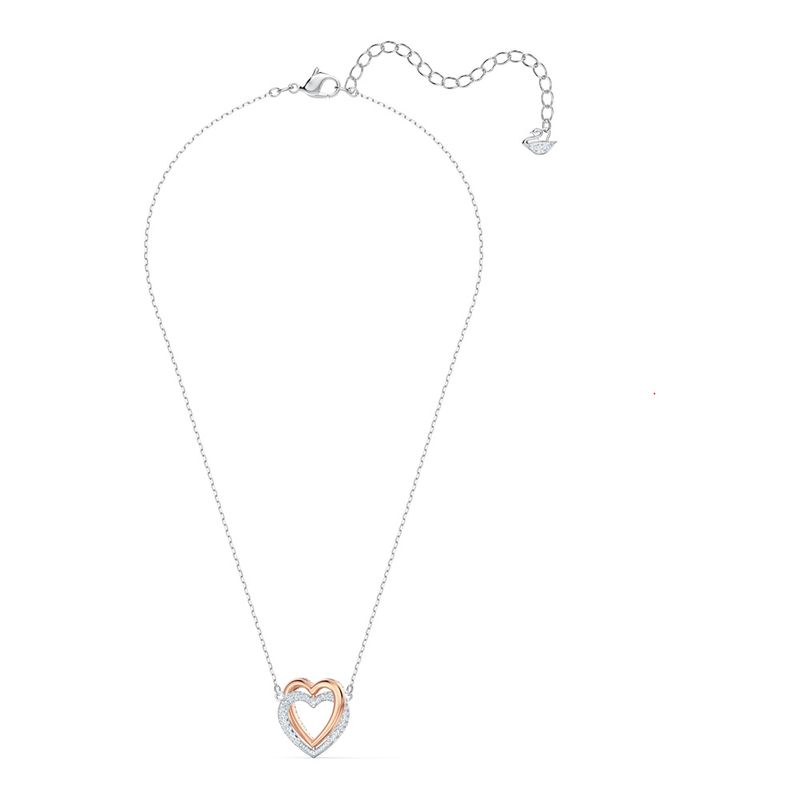 Collar-Swarovski-Infinity-Heart-blanco-combinacion-de-acabados-metalicos
