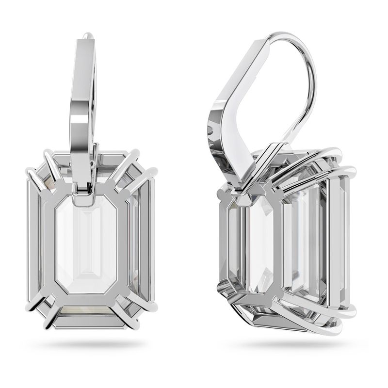 Aretes-Millenia-Cristal-de-talla-octogonal-Blancos-Baño-de-rodio