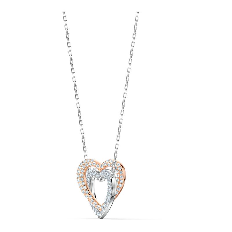 Collar-Swarovski-Infinity-Heart-blanco-combinacion-de-acabados-metalicos