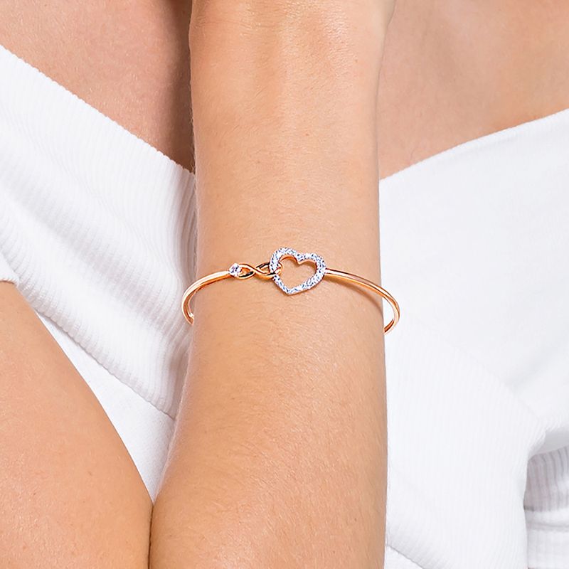 Brazalete-Swarovski-Infinity-Heart-blanco-combinacion-de-acabados-metalicos