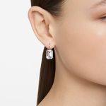 Aretes-Millenia-Cristal-de-talla-octogonal-Blancos-Baño-de-rodio
