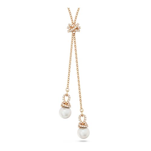 Colgante en Y Originally, Blanco, Baño tono oro rosa