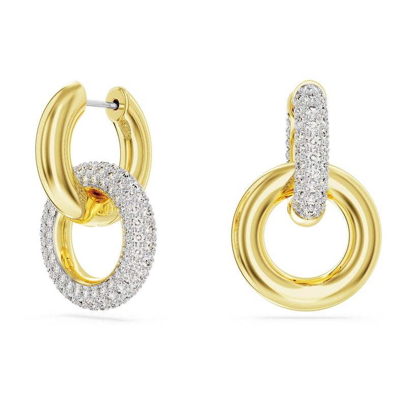Pendientes-de-aro-Dextera-Bucle-entrelazado-Blancos-Baño-tono-oro