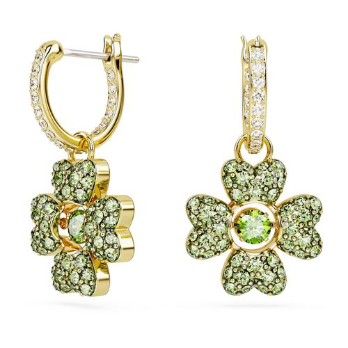Pendientes Idyllia, Trébol, Verdes, Baño tono oro