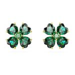 Pendientes-de-boton-Idyllia-Trebol-Verdes-Baño-tono-oro