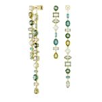 Pendientes-Gema-Diseño-asimetrico-Tallas-mixtas-Extralargos-Verdes-Baño-tono-oro