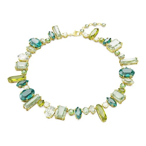 Collar Gema, Tallas mixtas, Verde, Baño tono oro