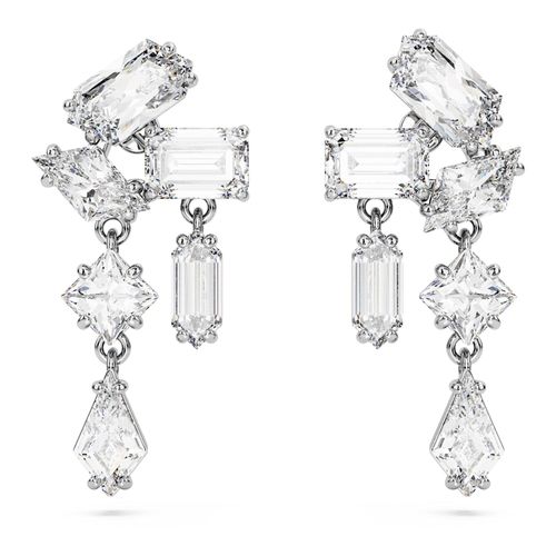 Pendientes Mesmera, Tallas mixtas, Blancos, Baño de rodio