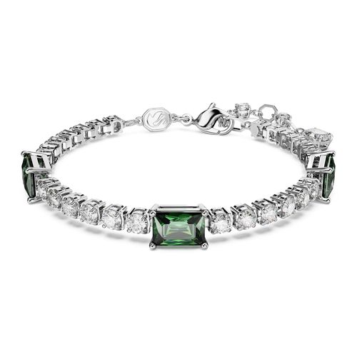 Pulsera Matrix Tennis, Tallas mixtas, Verde, Baño de rodio