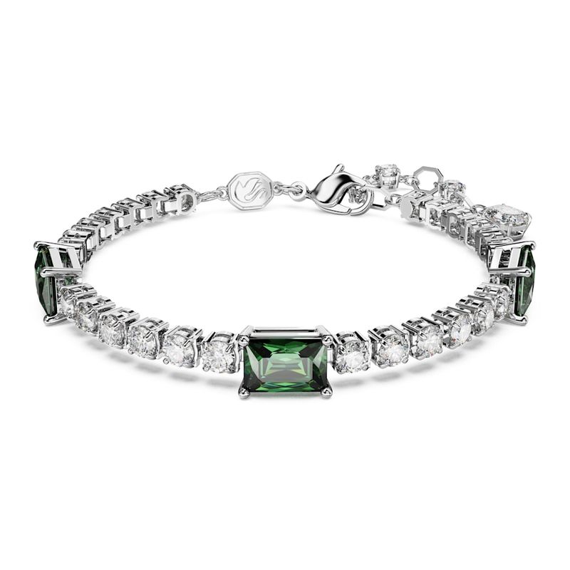 Pulsera-Matrix-Tennis-Tallas-mixtas-Verde-Baño-de-rodio