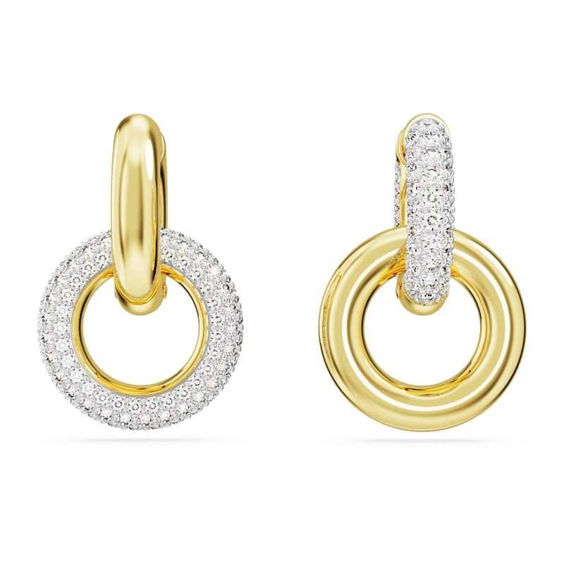 Pendientes-de-aro-Dextera-Bucle-entrelazado-Blancos-Baño-tono-oro