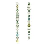 Pendientes-Gema-Diseño-asimetrico-Tallas-mixtas-Extralargos-Verdes-Baño-tono-oro
