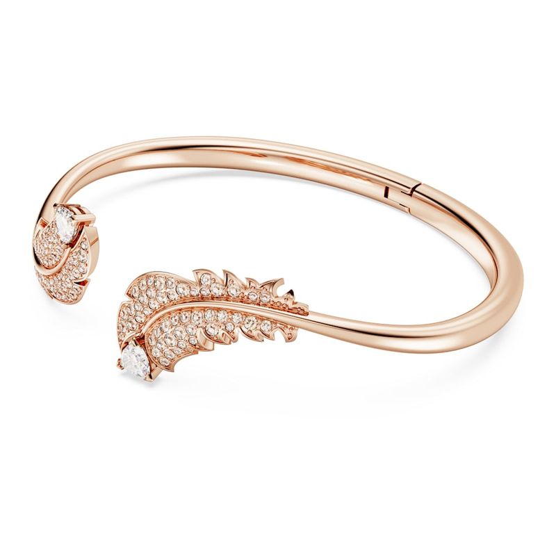 Brazalete-Nice-Pluma-Blanco-Baño-tono-oro-rosa