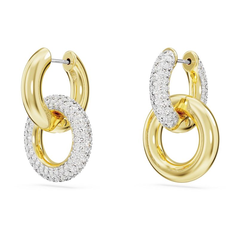 Pendientes-de-aro-Dextera-Bucle-entrelazado-Blancos-Baño-tono-oro