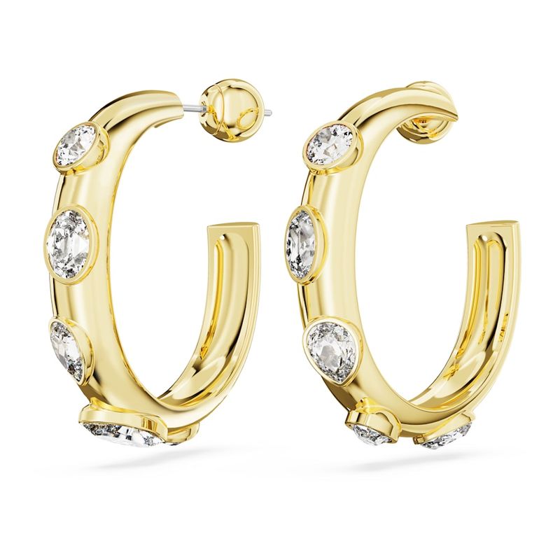 Pendientes-de-aro-Dextera-Tallas-mixtas-Blancos-Baño-tono-oro