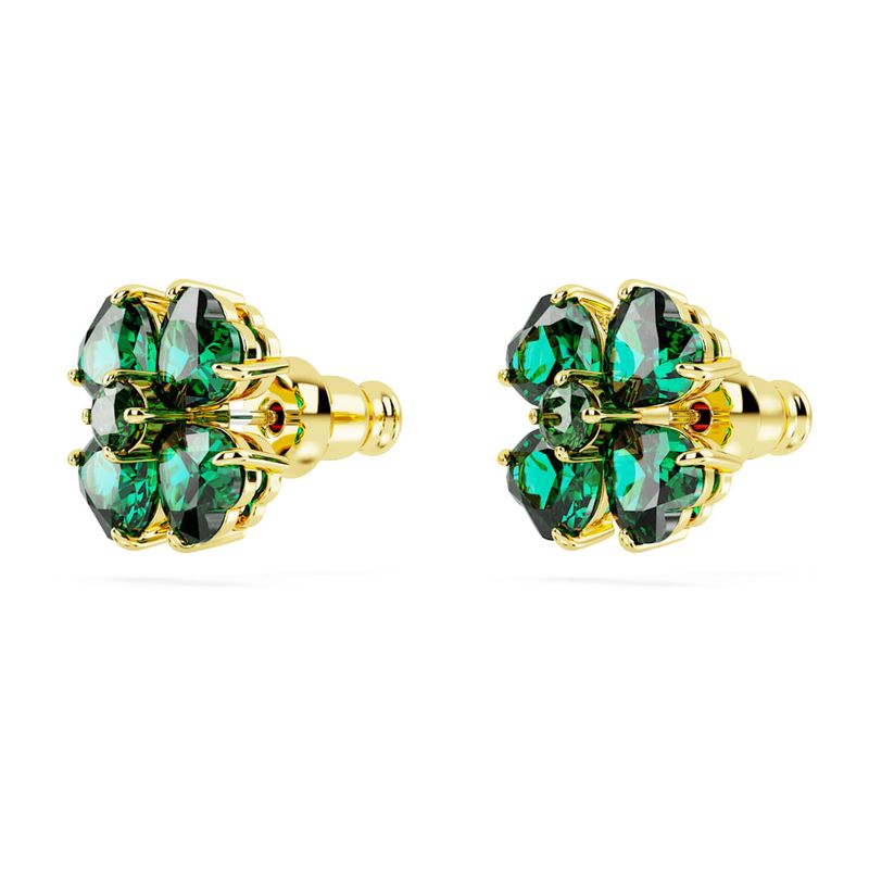 Pendientes-de-boton-Idyllia-Trebol-Verdes-Baño-tono-oro