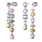 Pendientes-Gema-Diseño-asimetrico-Tallas-mixtas-Largos-Multicolores-Baño-de-rodio