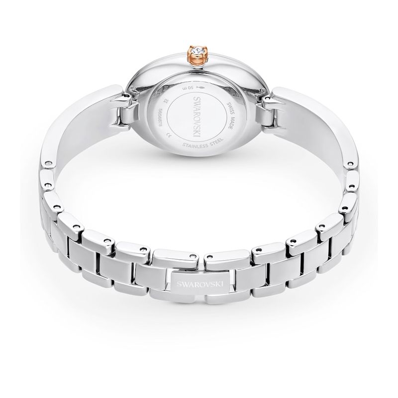 Reloj-Crystal-Rock-Oval-Fabricado-en-Suiza-Brazalete-de-metal-Blanco-Acero-inoxidable