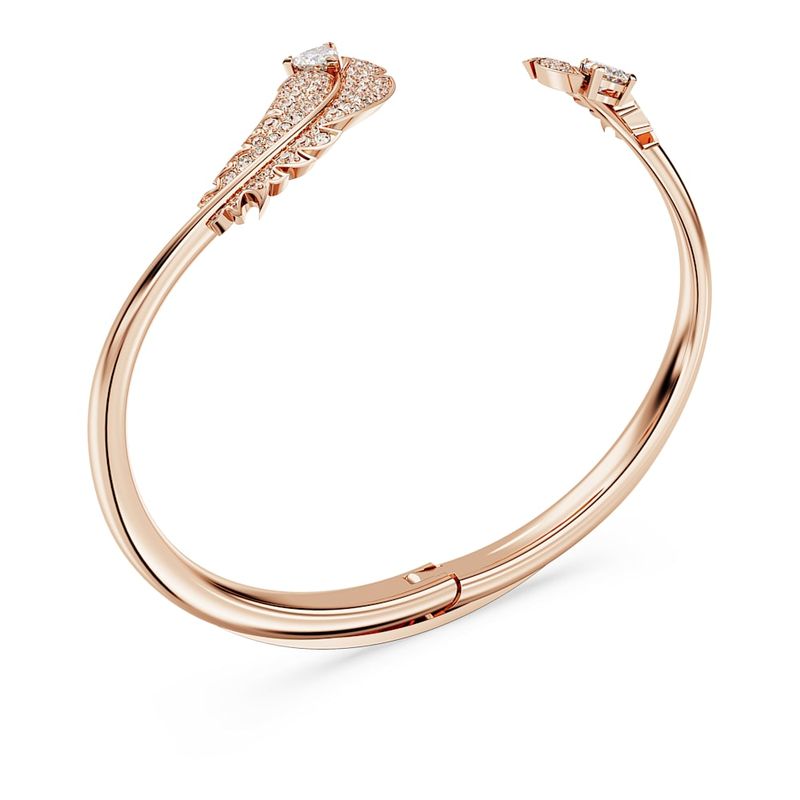 Brazalete-Nice-Pluma-Blanco-Baño-tono-oro-rosa