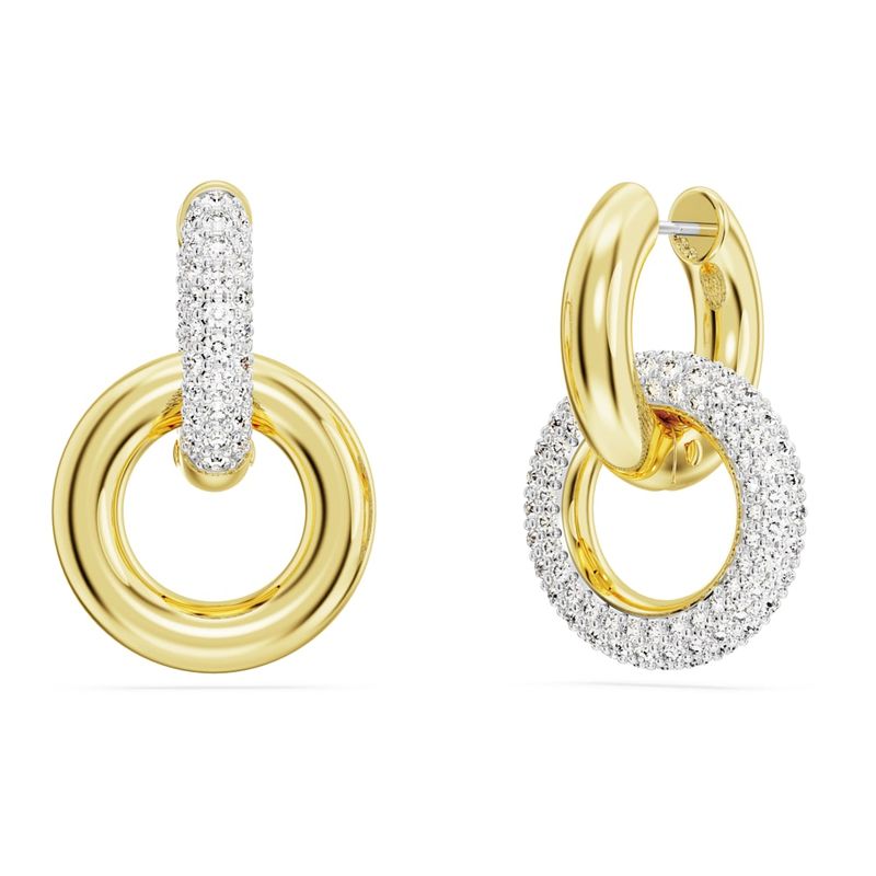 Pendientes-de-aro-Dextera-Bucle-entrelazado-Blancos-Baño-tono-oro