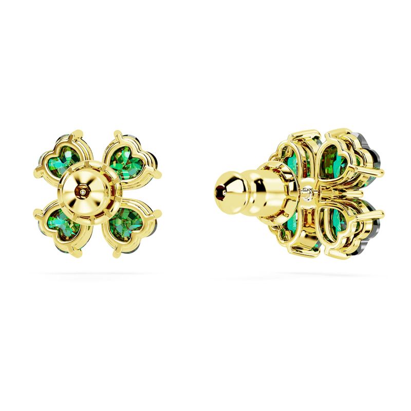 Pendientes-de-boton-Idyllia-Trebol-Verdes-Baño-tono-oro