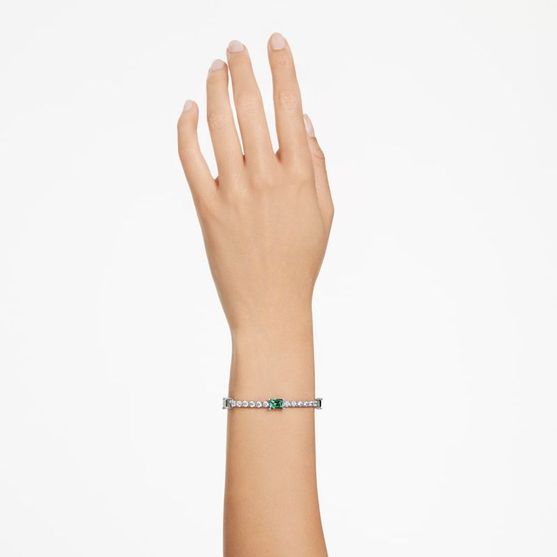 Pulsera-Matrix-Tennis-Tallas-mixtas-Verde-Baño-de-rodio