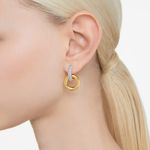 Pendientes-de-aro-Dextera-Bucle-entrelazado-Blancos-Baño-tono-oro