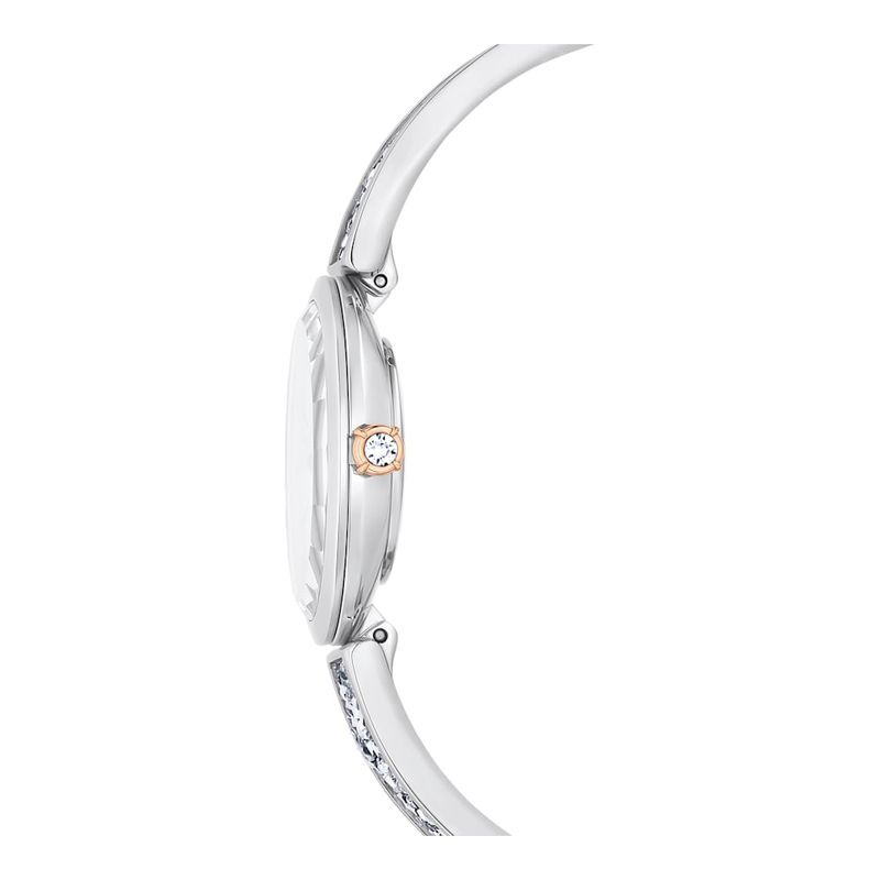 Reloj-Crystal-Rock-Oval-Fabricado-en-Suiza-Brazalete-de-metal-Blanco-Acero-inoxidable