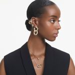 Pendientes-de-aro-Dextera-Bucle-entrelazado-Blancos-Baño-tono-oro