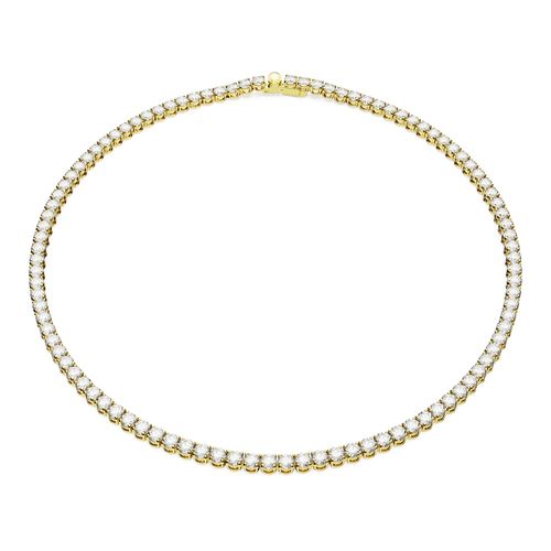 Collar Matrix Tennis, Talla redonda, Pequeño, Blanco, Baño tono oro