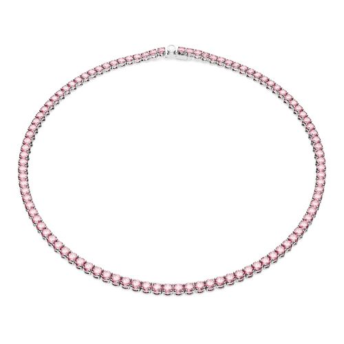 Collar Matrix Tennis, Talla redonda, Pequeño, Rosa, Baño de rodio