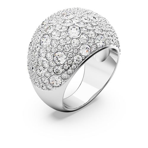 Anillo de cóctel Luna, Luna, Blanco, Baño de rodio