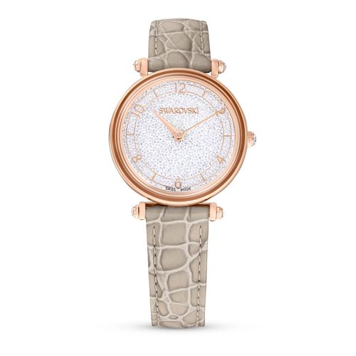 Reloj Crystalline Wonder, Fabricado en Suiza, Correa de piel, Beige, Acabado tono oro rosa