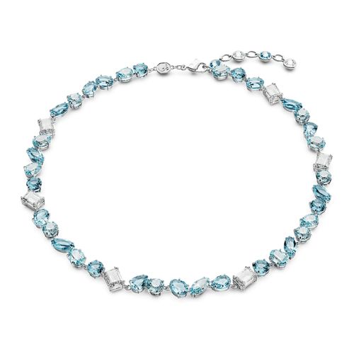 Collar Gema, Tallas mixtas, Azul, Baño de rodio