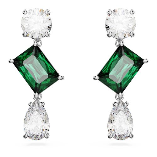 Pendientes Mesmera, Tallas mixtas, Verdes, Baño de rodio