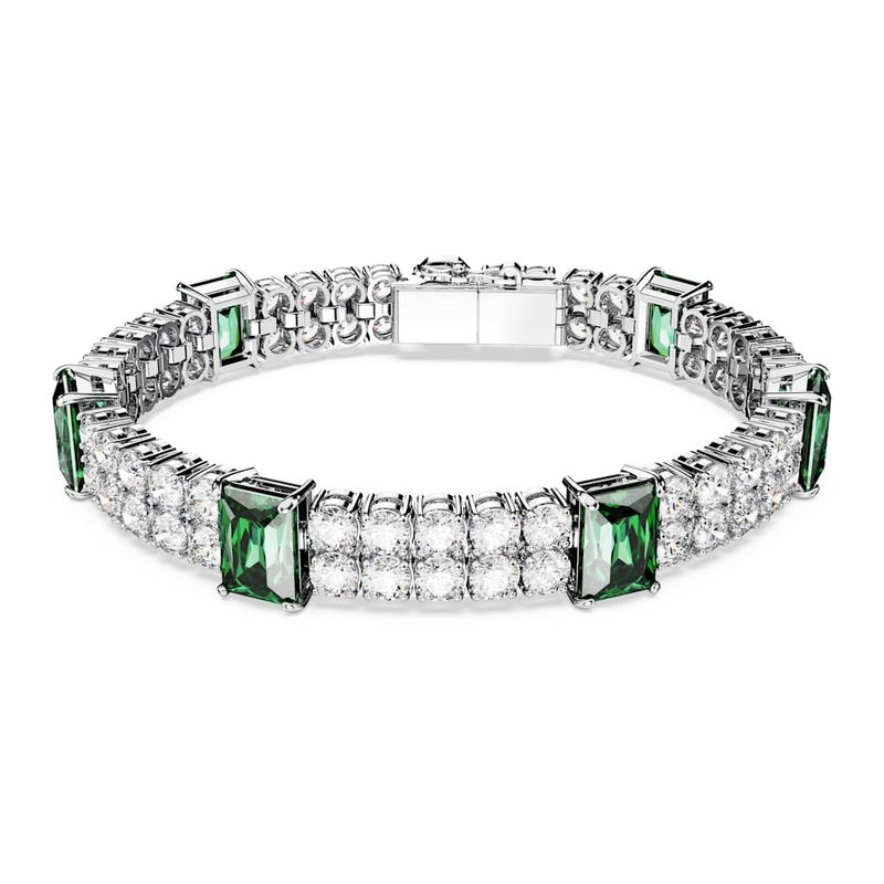 Pulsera-Matrix-Tennis-Tallas-mixtas-Verde-Recubrimiento-en-rodio