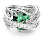 Anillo-de-coctel-Hyperbola-Circonita-neutra-en-carbono-Tallas-mixtas-Cuatro-bandas-Verde-Recubrimiento-en-rodio