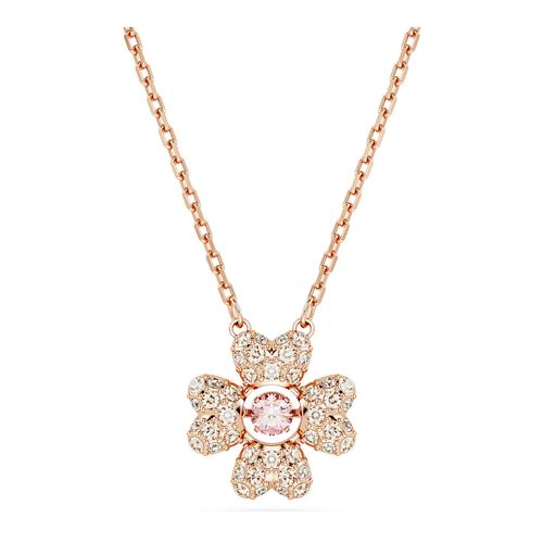 Colgante Idyllia, Trébol, Blanco, Baño tono oro rosa