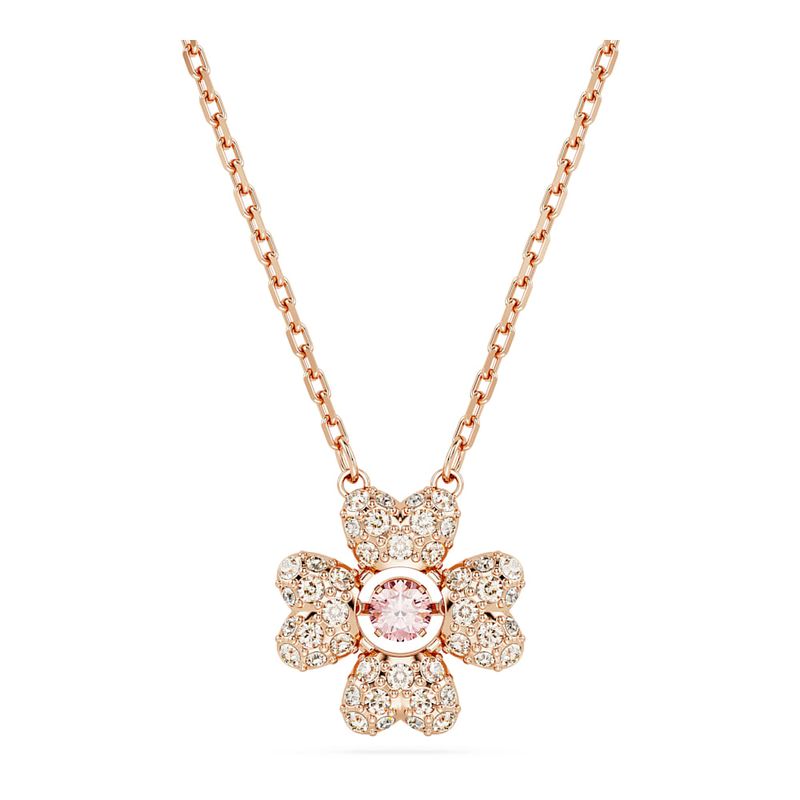 Colgante-Idyllia-Trebol-Blanco-Baño-tono-oro-rosa