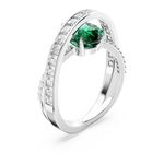 Anillo-de-coctel-Hyperbola-Circonita-neutra-en-carbono-Tallas-mixtas-Bandas-dobles-Verde-Recubrimiento-en-rodio