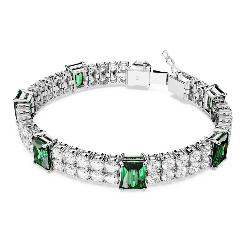 Pulsera-Matrix-Tennis-Tallas-mixtas-Verde-Recubrimiento-en-rodio
