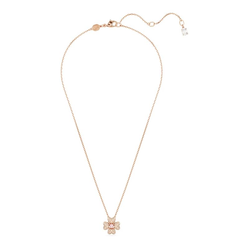 Colgante-Idyllia-Trebol-Blanco-Baño-tono-oro-rosa